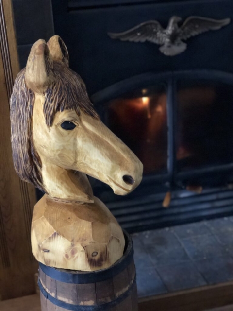 chainsaw carved horse sculpture
