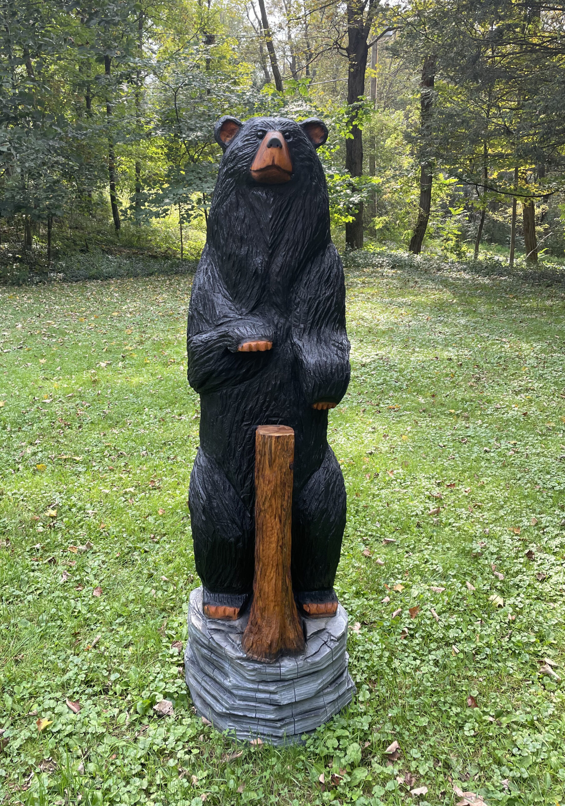 chainsaw carved bear mailbox post