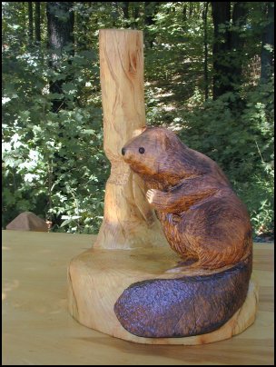 chainsaw carved beaver sculpture